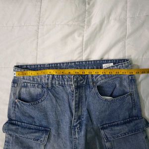 Baggy Blue Denim Cargo Pants