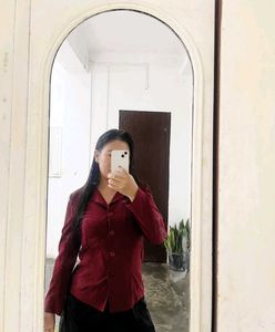 Maroon Button-Up Shirt