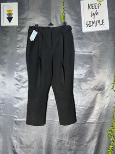 Chic Black Paperbag Waist Pants