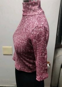 Burgundy Knit Turtleneck Top