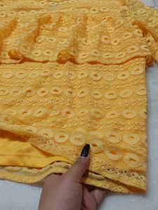 Yellow Lace Long Sleeve Top