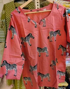 Pink Zebra Print Short Kurti