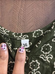 Olive Green Floral Kurta