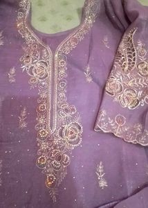 new embroidered Lavender Kurta Set