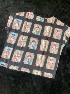Art Deco Fantasy Print Boxy Top – Playing Card