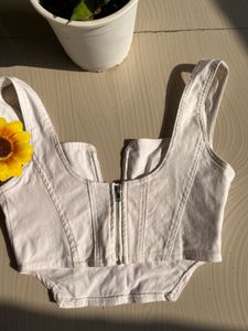 Chic White Corset Style Crop Top