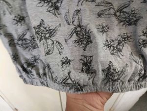 Grey Floral Lace Top