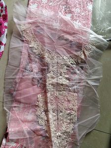 Beautiful Pink patchwork unstitched dress Material