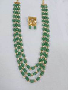 onex Green Stone Necklace with Earrings