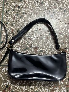 Chic Black Patent Shoulder Bag