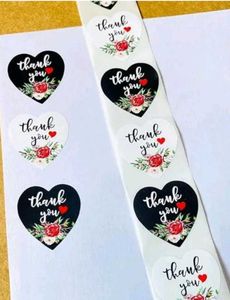 Heart Shaped Thank You Stickers