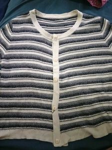 Striped Button-Up Cardigan