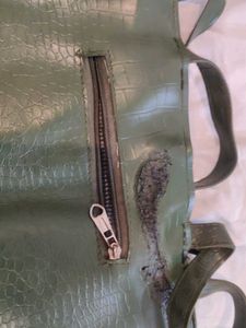 Stylish Green Faux Croc Shoulder Bag