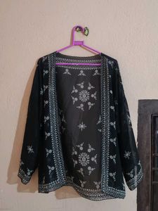 black sheer kimono shrug