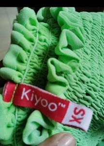Lime Green Smocked Off-Shoulder Top