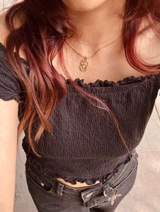 Chic Off-Shoulder Smocked Crop Top