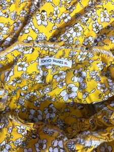 Yellow Floral Print Button-Down Dress