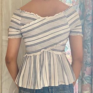 Striped Off-Shoulder Peplum Top