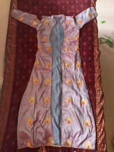 🍑 Peach & Grey Ethnic Designer Gown 🍑