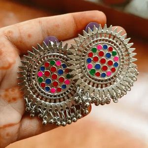 Stunning Oxidized Silver Jhumka Earrings