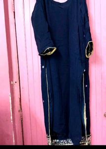 Elegant Navy Blue Embroidered Kurta Set