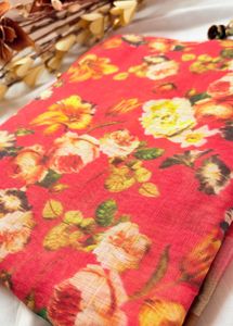Vibrant Floral Print Saree