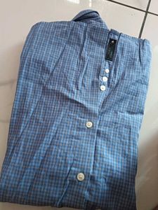 Men's Blue Plaid Button-Down Shirt(new)