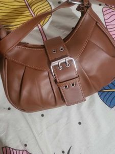 Brown Hobo Bag with Buckle Detail