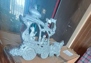 Silver Radha Krishna Chariot Showpiece
