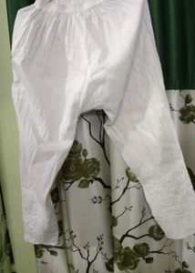 White Elasticated kurta Pants