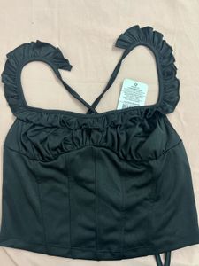 Chic Black Ruffle Crop Top