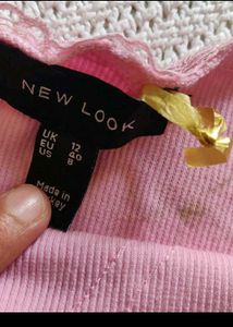 New look Pink Heart Print Lace Trim Cami Top
