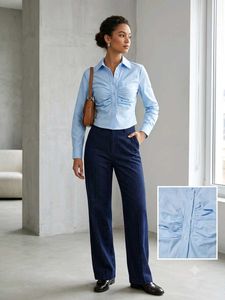 Chic Ruched Light Blue Shirt