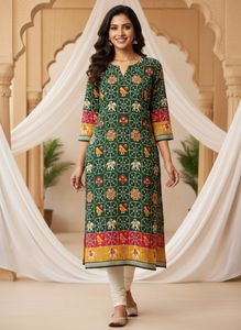 Vibrant Ethnic Kurta with Indian Motifs M size