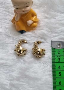 Golden Plated Studded Hoop Earrings