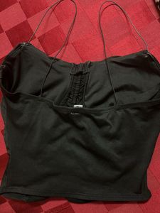 Black Ruched Corset Crop Top