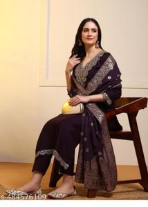Elegant Purple Embroidered Kurta Set with Dupatta