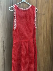 Zara Crochet Red Button Dress