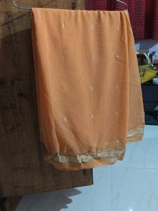 Peach Saree with Delicate Details and blouse piece