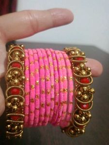 Gold &amp; Red Bangle Set