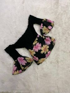 Off-Shoulder Floral Print Top