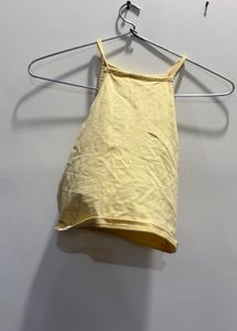 butter yellow lightweight halter neck top