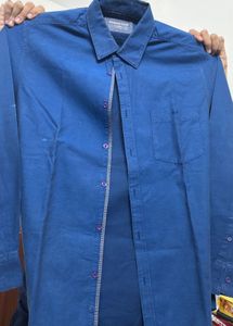 Men's Blue Cotton formal Shirt