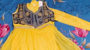 Vibrant Yellow Embroidered Kids Frock