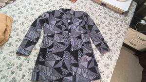 Geometric Print Button-Up Cardigan