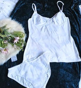 Comfortable White Camisole & Panty Set