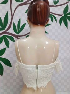 (459)Lace Off-Shoulder Crop Top