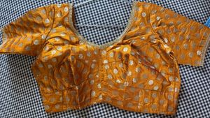 Royal Orange &amp; Emerald Green Zari Brocade Gujarati