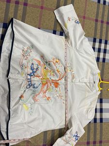 White Embroidered Bird Blouse/Top