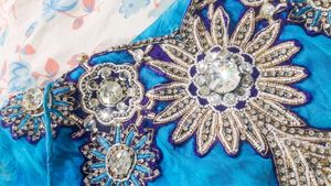 Stunning peacock Blue Embellished anarkali frock
